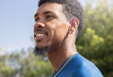 Young cyclist smiling profile