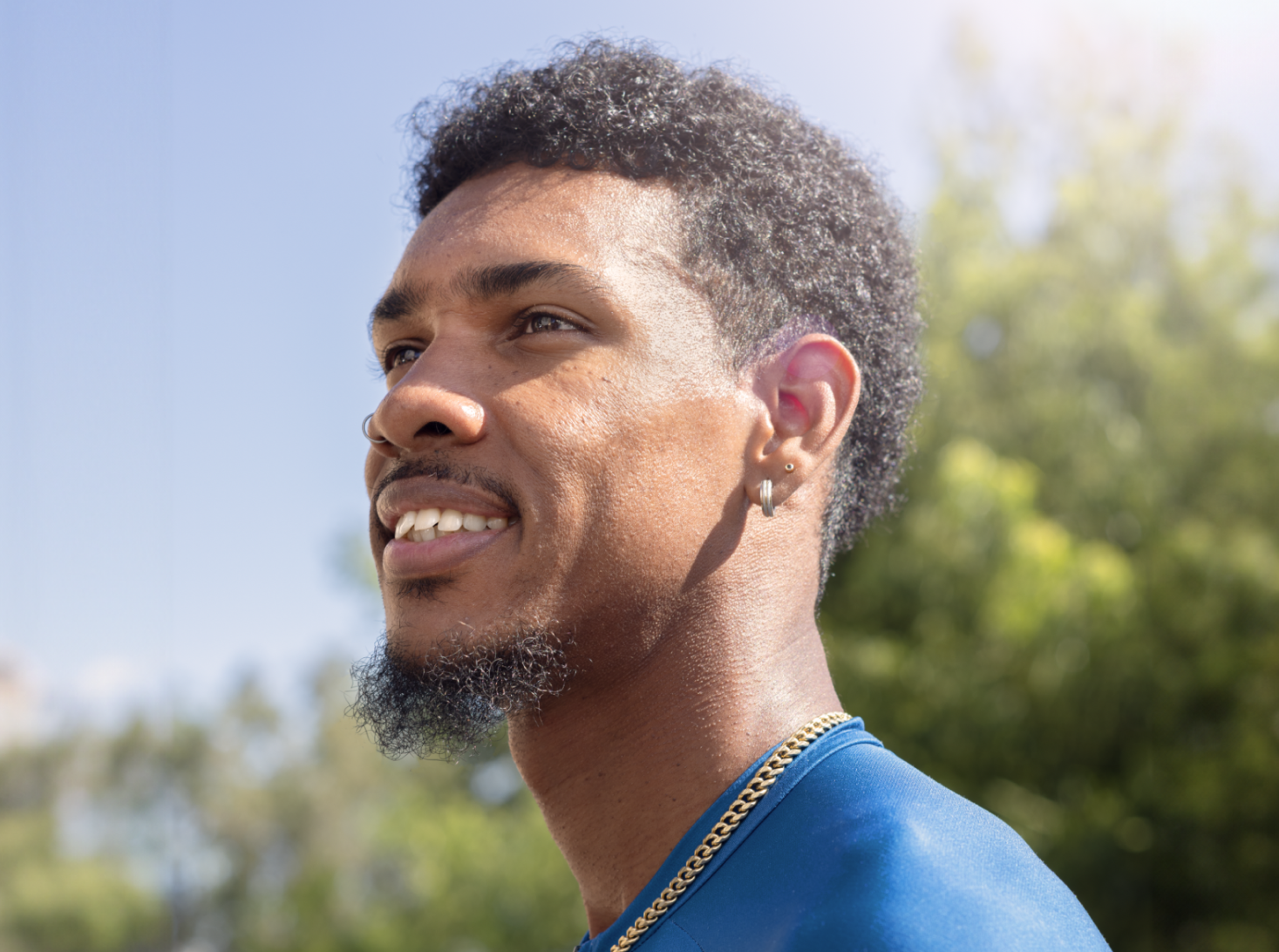 Young cyclist smiling profile